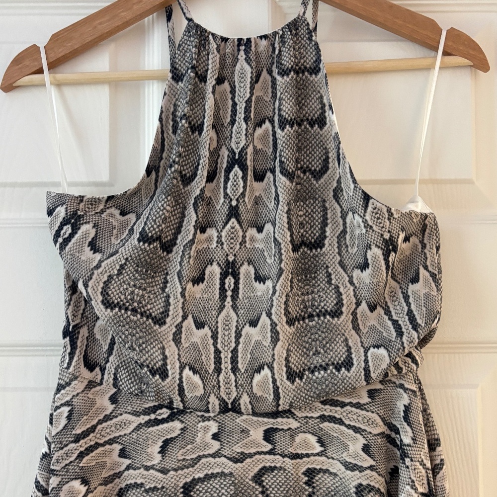 Express Halter Slip Dress - Cream & Black Snakeskin Print Size 4 - Picture 5 of 8